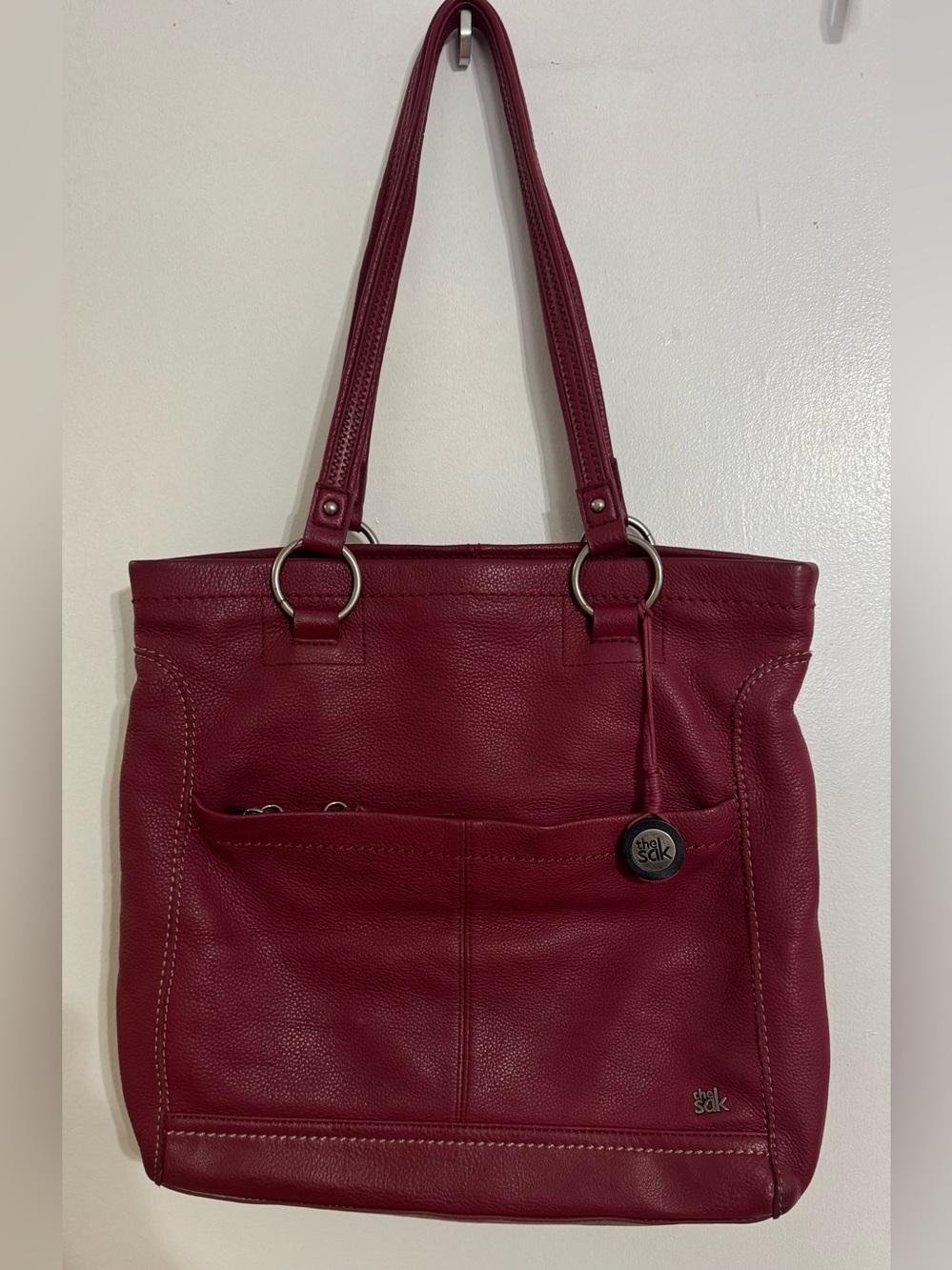 The Sak Dark Red Pebbled Leather Tote